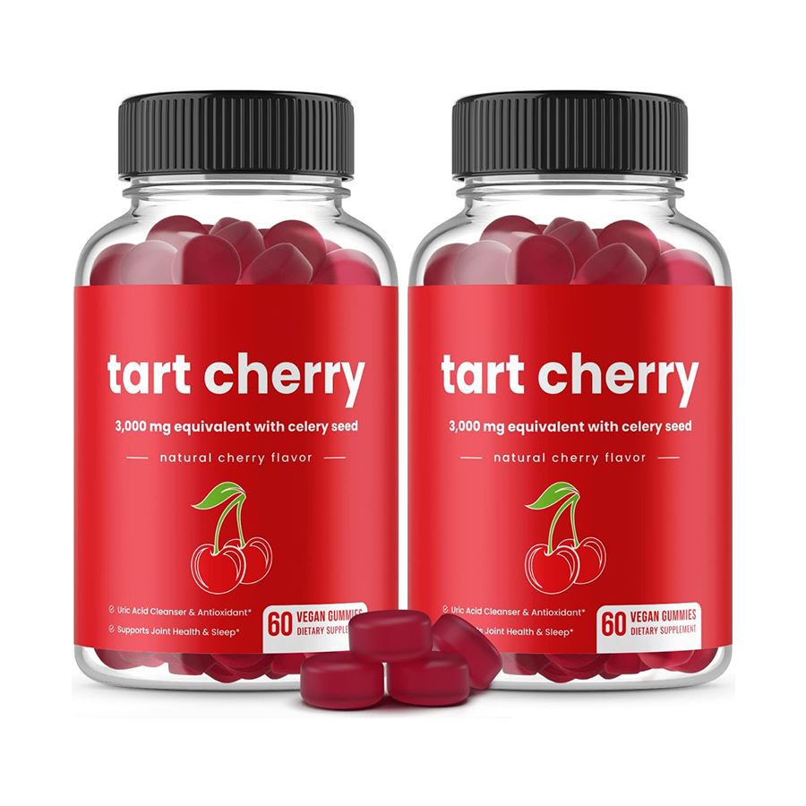 Tart Cherry & Seed Seed Vegan Gummies Sokongan Semula Jadi untuk Pertahanan Antioksidan Kesihatan Asid Urik dan Kesejahteraan Harian
